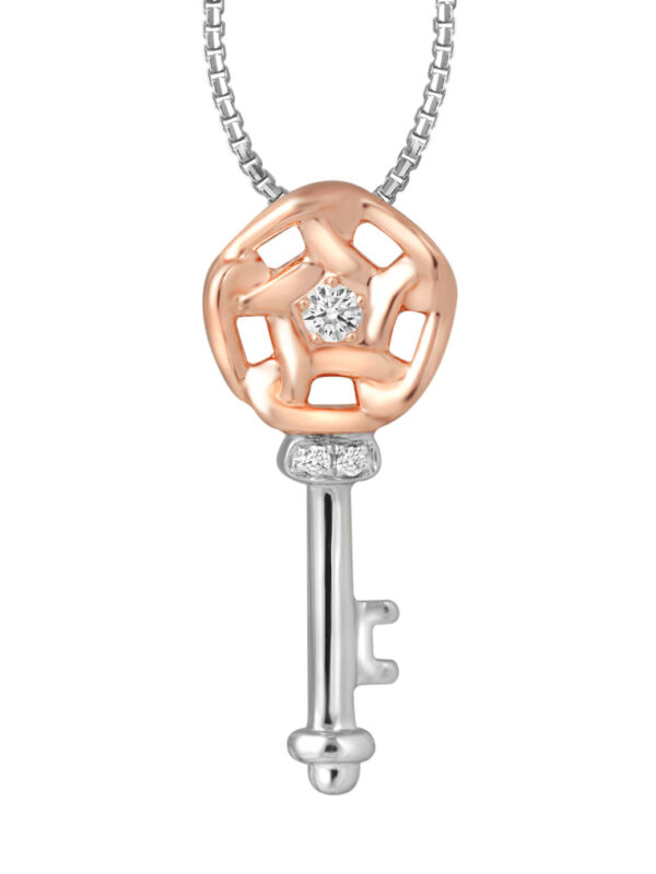 TOMEI Key Pendant Set, White+Rose Gold 585