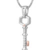 TOMEI Key Pendant Set, White+Rose Gold 585