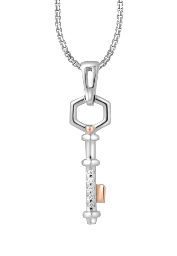 TOMEI Key Pendant Set, White+Rose Gold 585
