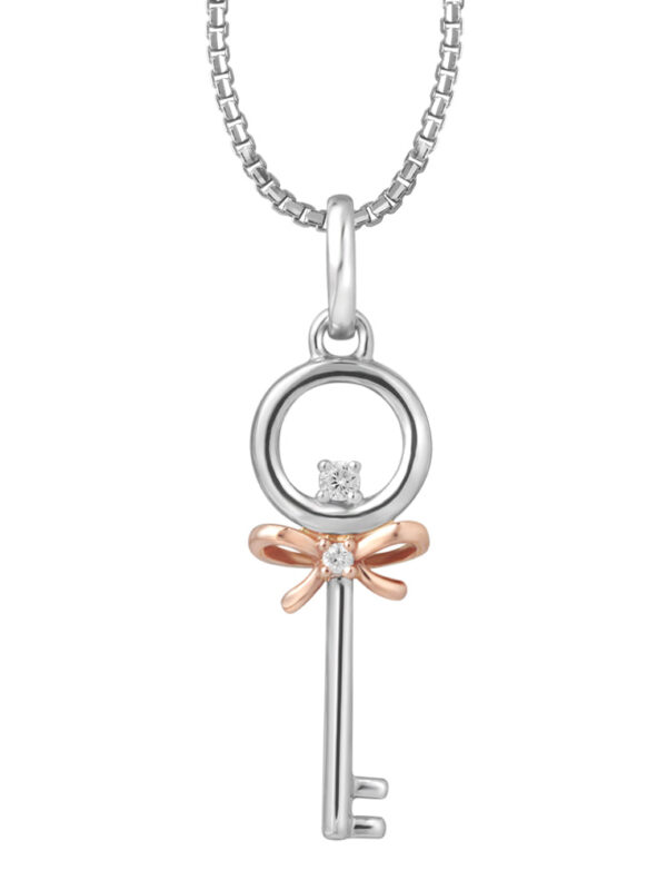 TOMEI Key Pendant Set, White+Rose Gold 585