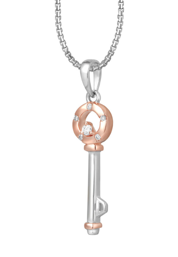 TOMEI Key Pendant Set, White+Rose Gold 585