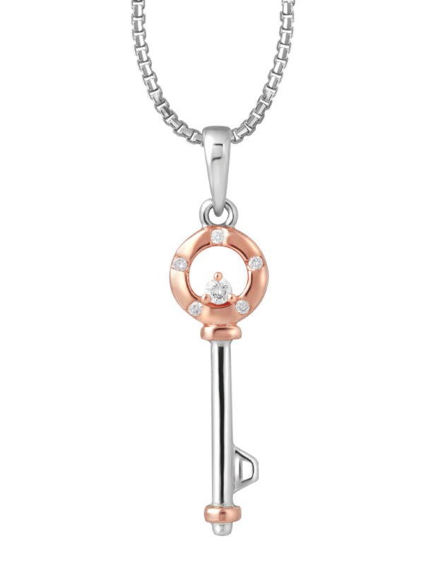 TOMEI Key Pendant Set, White+Rose Gold 585