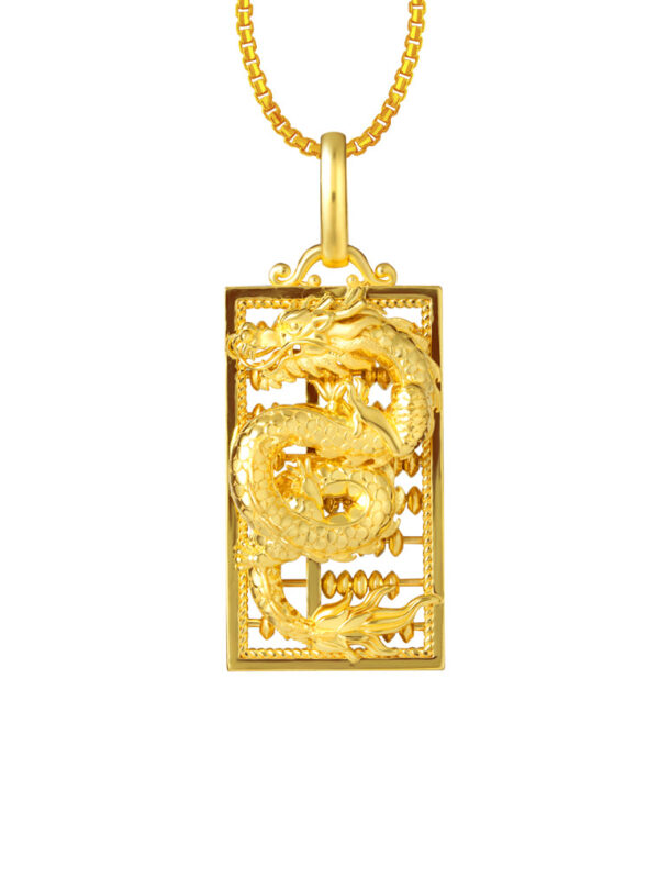 TOMEI Dragon Abacus Pendant, Yellow Gold 916