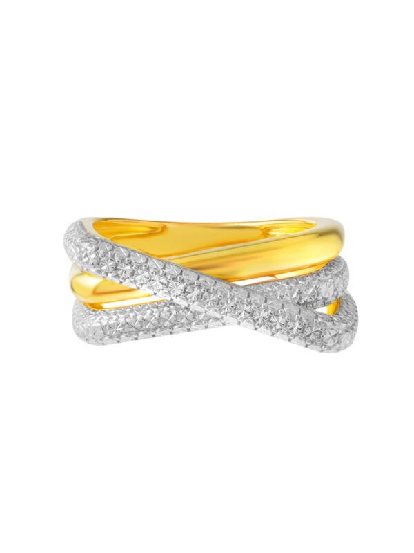 TOMEI Diamond Cut Collection Intersecting Ring, Yellow Gold 916