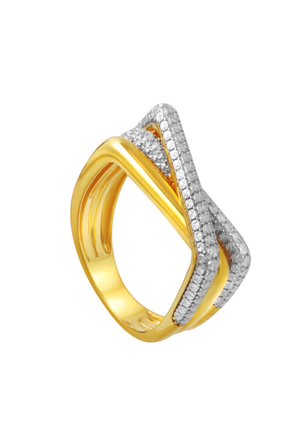 TOMEI Diamond Cut Collection Intersecting Ring, Yellow Gold 916