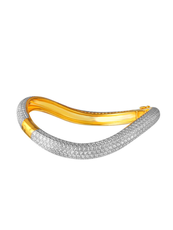 TOMEI Diamond Cut Collection Wavy Bangle, Yellow Gold 916