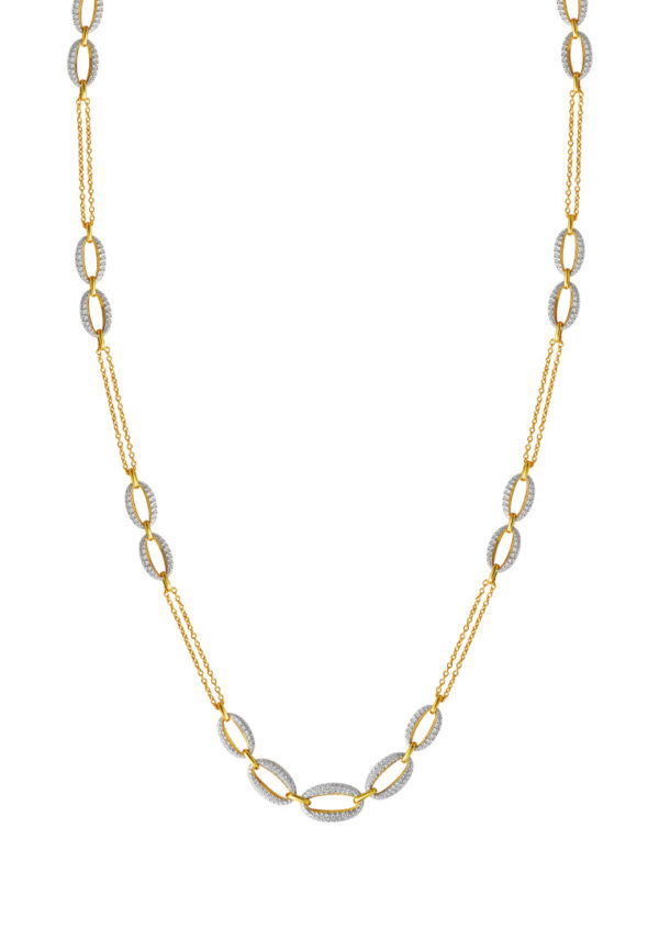 TOMEI Diamond Cut Collection Refined Oval Necklace, Yellow Gold 916