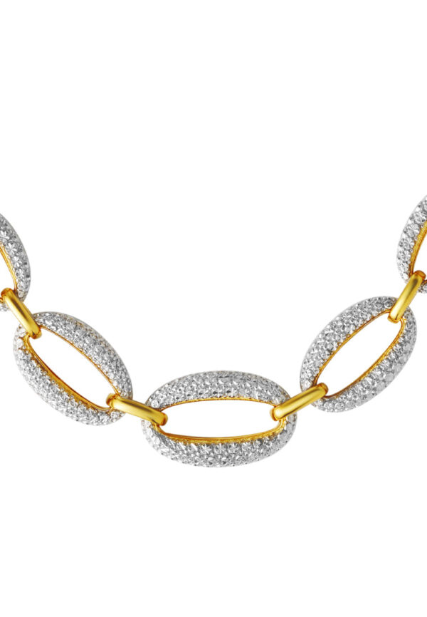 TOMEI Diamond Cut Collection Refined Oval Necklace, Yellow Gold 916