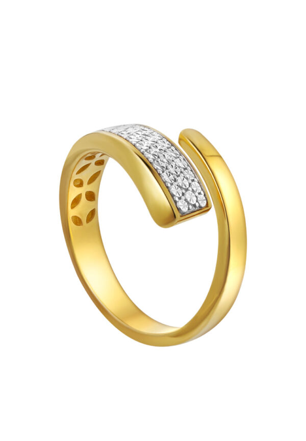 TOMEI Anastasia Dual-Tone Extended C-Shape Ring, Yellow Gold 916