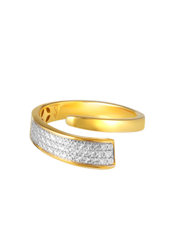 TOMEI Anastasia Dual-Tone Extended C-Shape Ring, Yellow Gold 916
