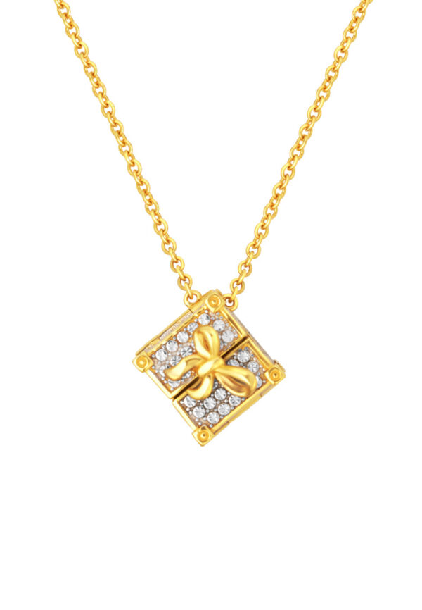 TOMEI Diamond Cut Collection Gift Box Necklace, Yellow Gold 916