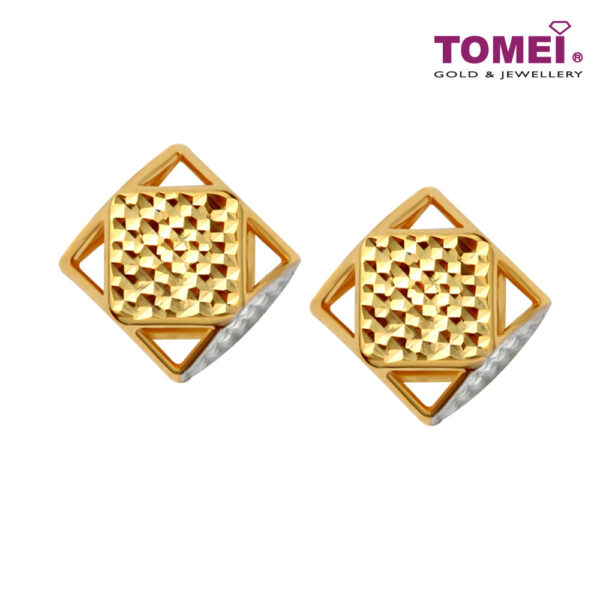 Dual-Tone Luxe Allure Earrings | Tomei Yellow Gold 916