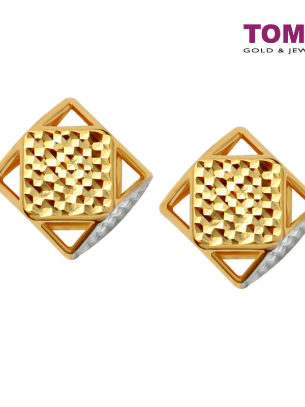 Dual-Tone Luxe Allure Earrings | Tomei Yellow Gold 916