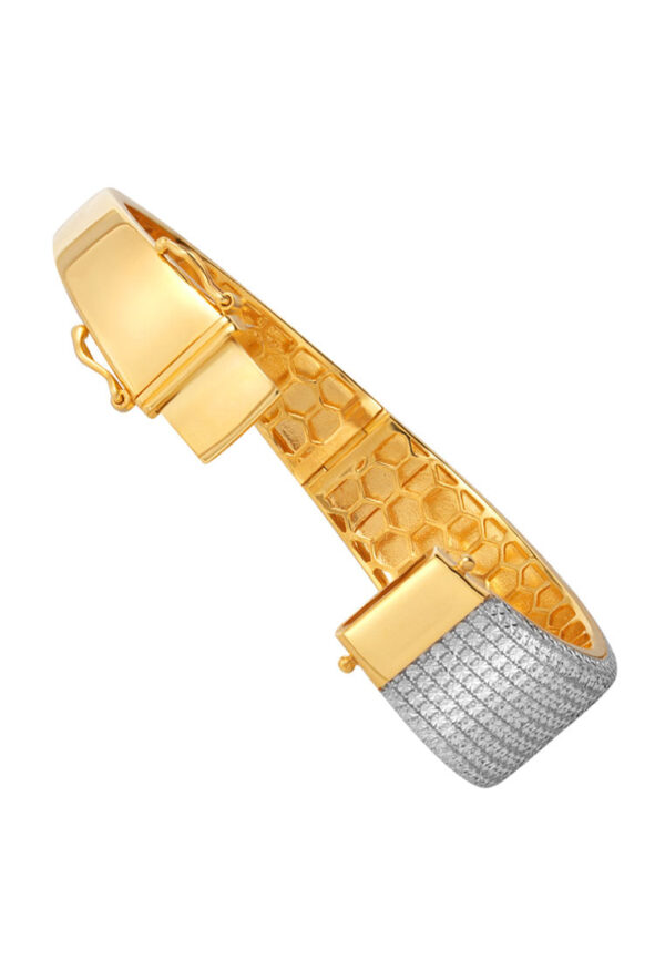 TOMEI Diamond Cut Collection Fancy Bold Bangle, Yellow Gold 916