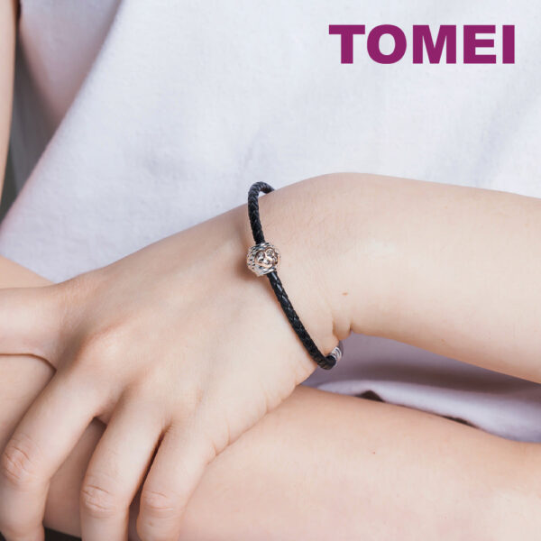TOMEI Dual-Tone Heart Charm, White+Rose Gold 585