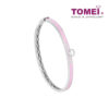 TOMEI Mini Circle Charm Bangle in Pink, White Gold 375