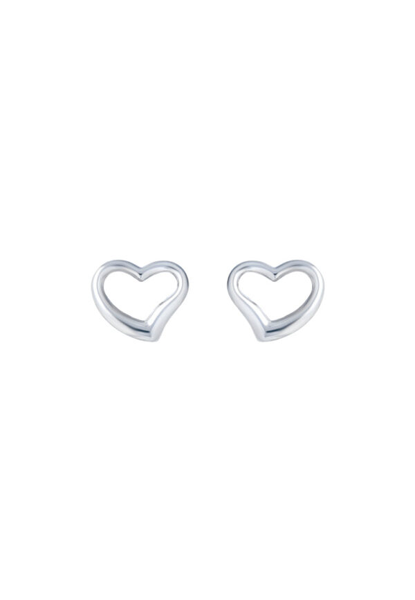 TOMEI Heart Frame Earrings, White Gold 585