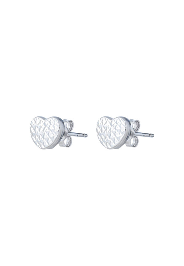 TOMEI Laser Heart Earrings, White Gold 585