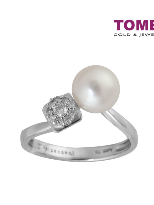 TOMEI Lustrous Flamboyance of the Seas Ring, Diamond Pearl White Gold 375 (R2020)