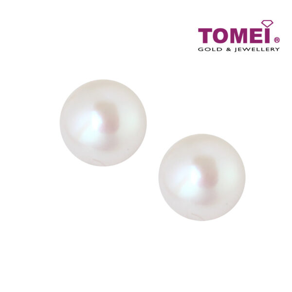 TOMEI Pearlfect Love White Pearl Earrings, White Gold 585