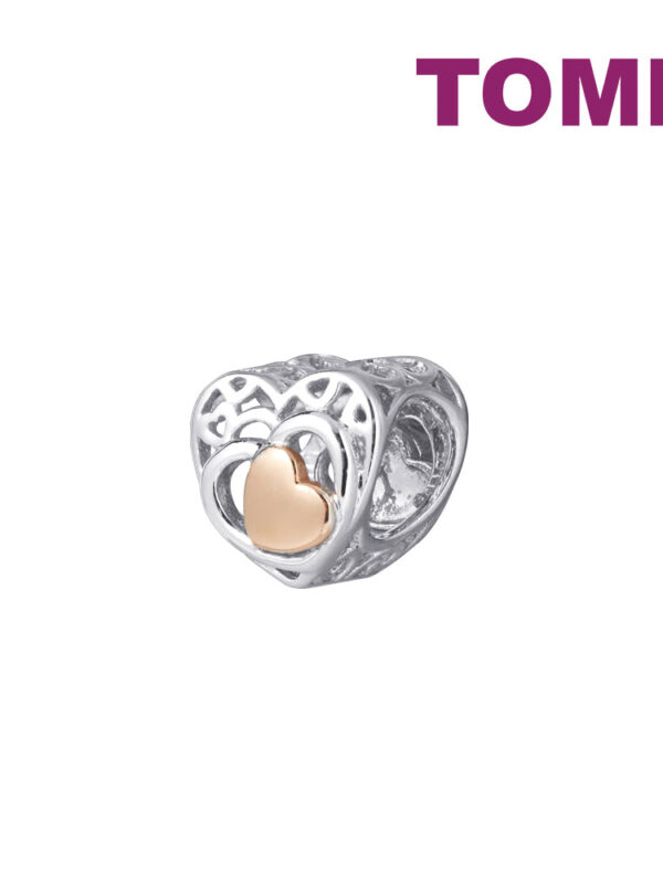 TOMEI Heart Shaped Charm, White+Rose Gold 585