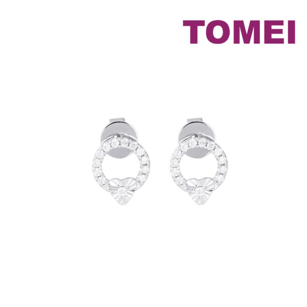 Earrings of Spellbindingly Striking Diamantes in Circular Motion | Snowy Snowball Collection | Tomei White Gold 585 (14K) (E2141)