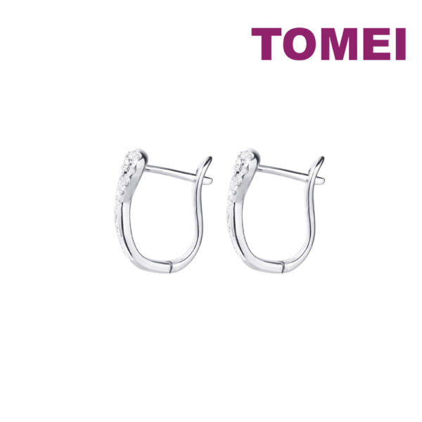 TOMEI Heart Loop Earrings, White Gold 585