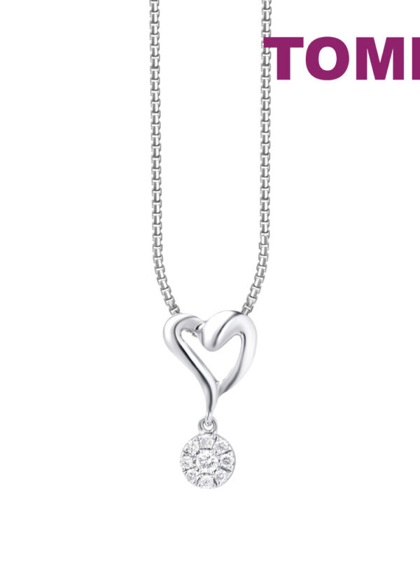 TOMEI Hearty Love Pendant Set, White Gold 585