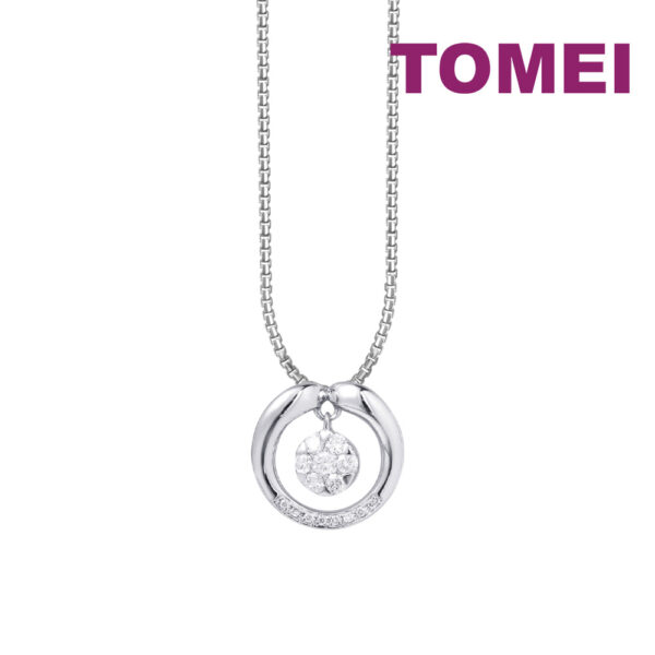 TOMEI Diamond Pendant Set, White Gold 585