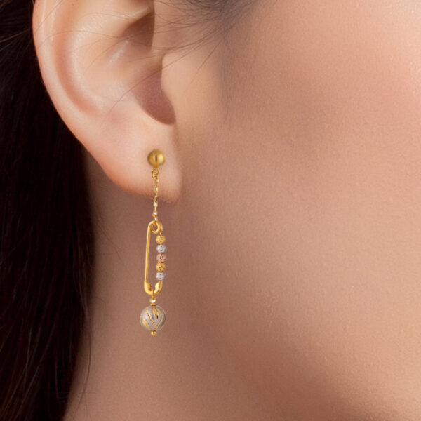 TOMEI Lusso Italia Laser Ball With Pin Earrings, Yellow Gold 916 (IQ-K668OR-3C)
