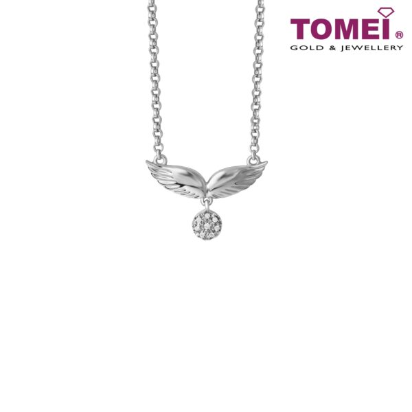 TOMEI Be My Wing Diamond Necklace, White Gold 375 (B0879)