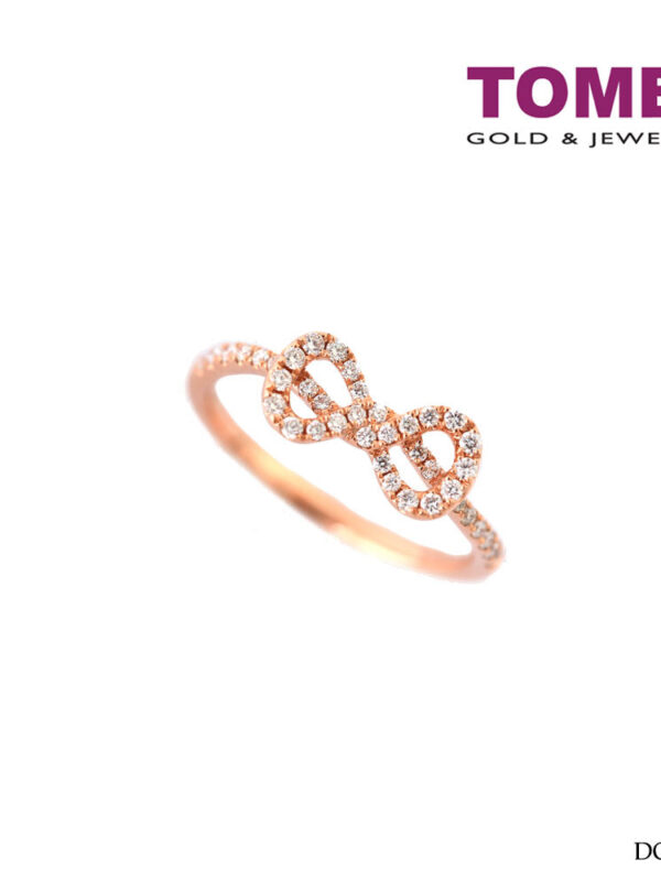 TOMEI Diamond Ribbon Ring, Rose Gold 750