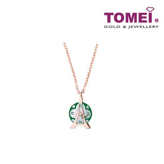 TOMEI Je t'aime Revolving Love Eiffel Tower Diamond Necklace 为爱钻动套链, Rose Gold 750