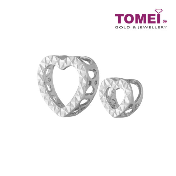 TOMEI Dual-Heart 2-Ways Style Pendant, White Gold 585
