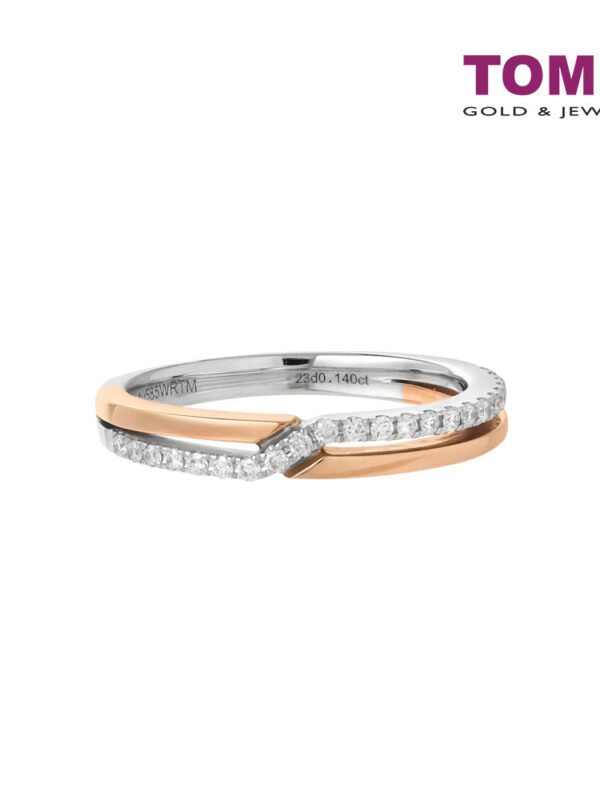TOMEI Love Joins Us Together Diamond Ring, White+Rose Gold 585
