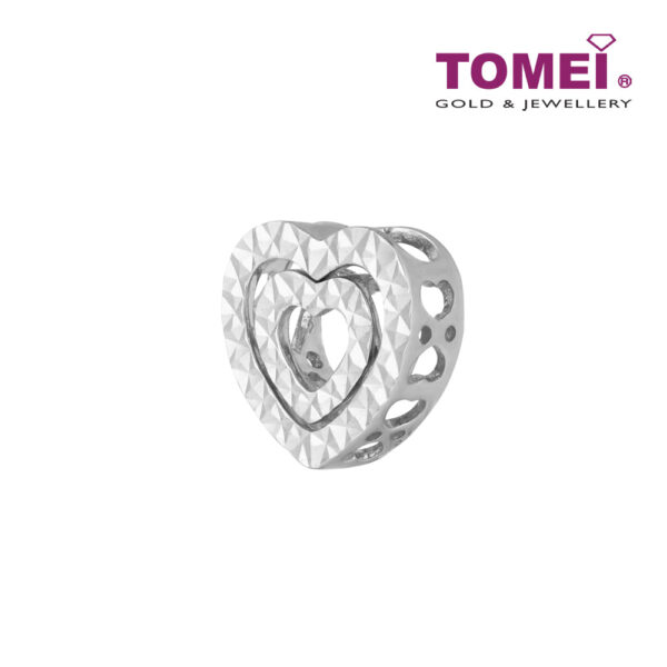 TOMEI Dual-Heart 2-Ways Style Pendant, White Gold 585