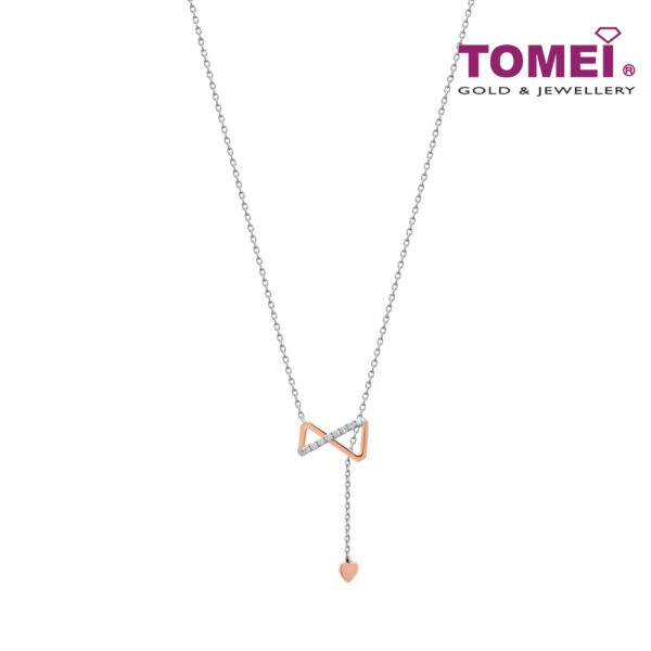 TOMEI Love Joins Us Together Collection Diamond Necklace, White+Rose Gold 585