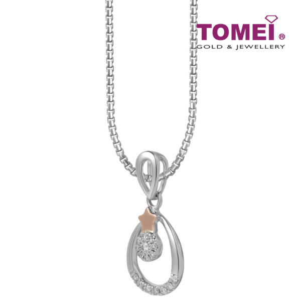 TOMEI Little Star Signature, Diamond Pendant With Chain, White+Rose Gold 585