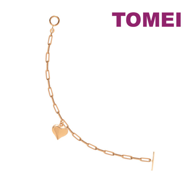 TOMEI Fatty Heart Charm Bracelet, Rose Gold 585