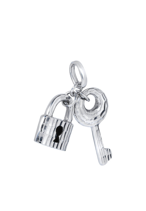 TOMEI Key Lock Pendant, White Gold 375