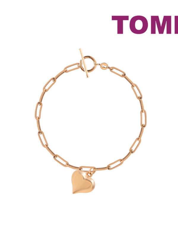 TOMEI Fatty Heart Charm Bracelet, Rose Gold 585