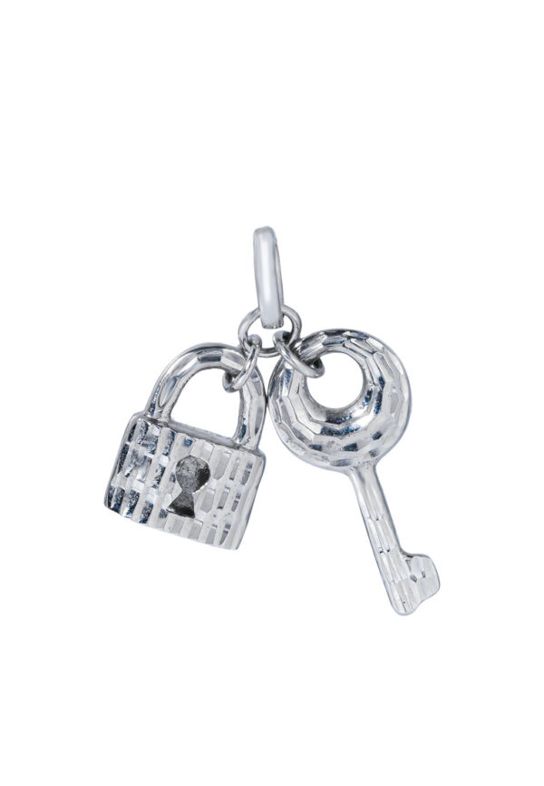 TOMEI Key Lock Pendant, White Gold 375