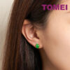 TOMEI Elliptical Jade Earrings, White/Yellow Gold 750