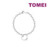 TOMEI Open Heart Charm Bracelet, White Gold 585