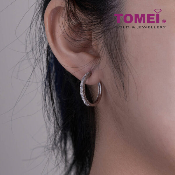 TOMEI 20mm Hoop Diamond Earrings White Gold 750