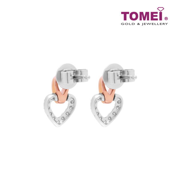 TOMEI Love Is Beautiful Collection Diamond Earrings, White+Rose Gold 585