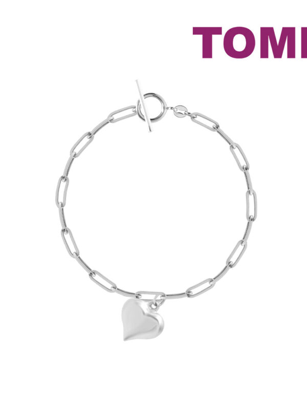 TOMEI Fatty Heart Charm Bracelet, White Gold 585