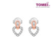 TOMEI Love Is Beautiful Collection Diamond Earrings, White+Rose Gold 585