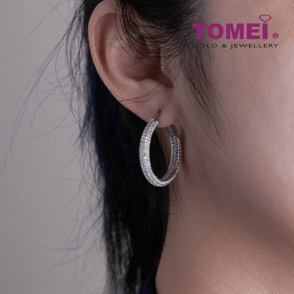 TOMEI 30mm Hoop Diamond Earrings White Gold 750