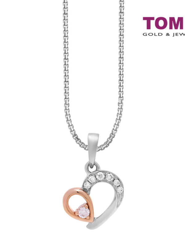 TOMEI Love Is Beautiful Collection Diamond Pendant Set, White+Rose Gold 585
